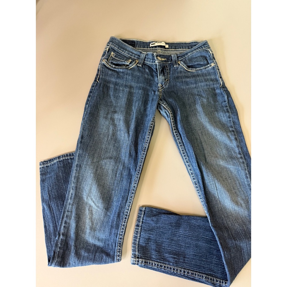 Levis 524 Too Superlow Jeans Womens 28 Medium Wash Slim Straight Leg Denim